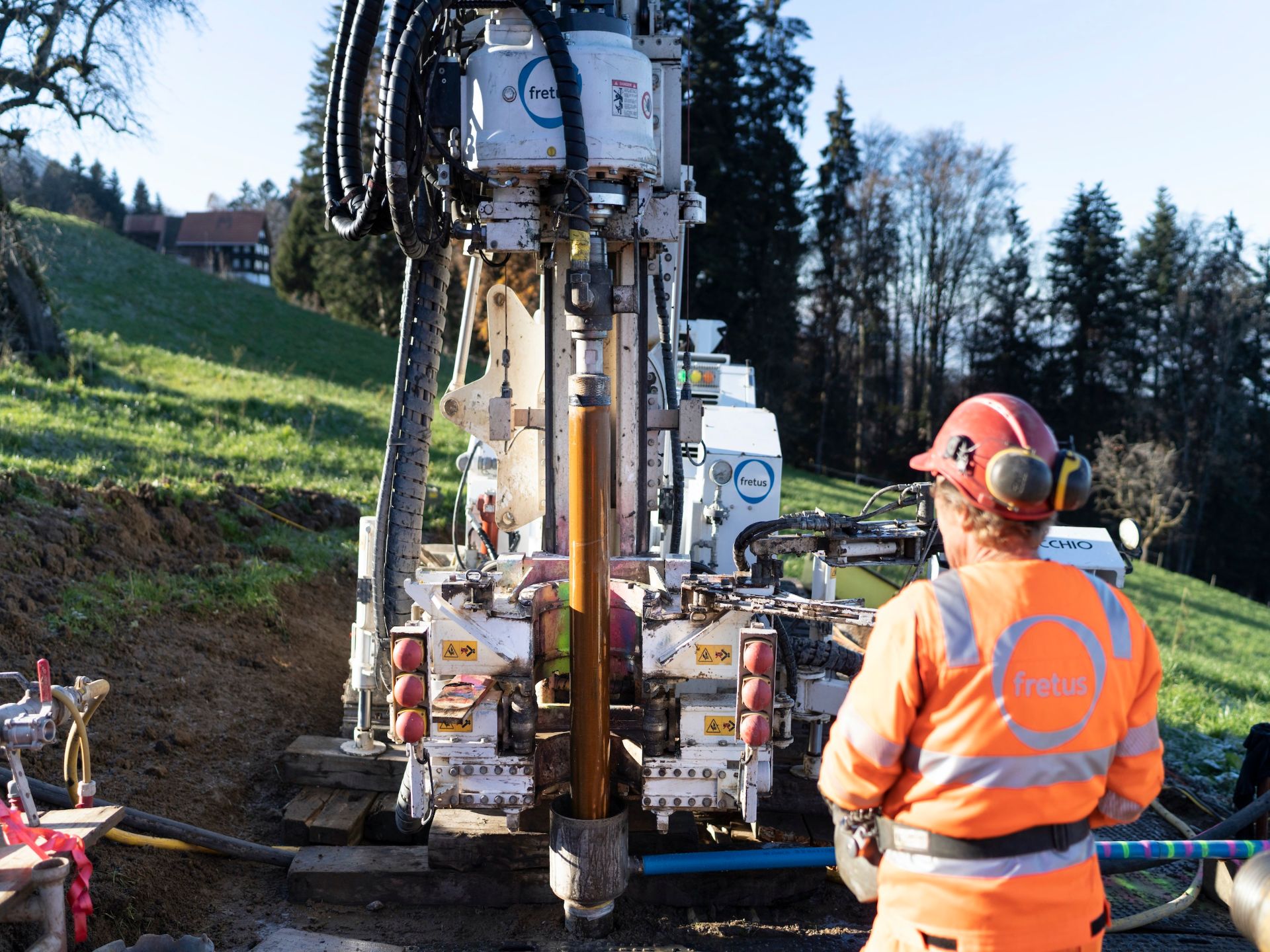 Mitarbeiter am Bohrgerät, Etzelwerk Altendorf